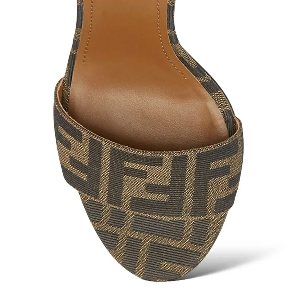 FENDI DELFINA FF & LEATHER SANDAL | Size: 38 |